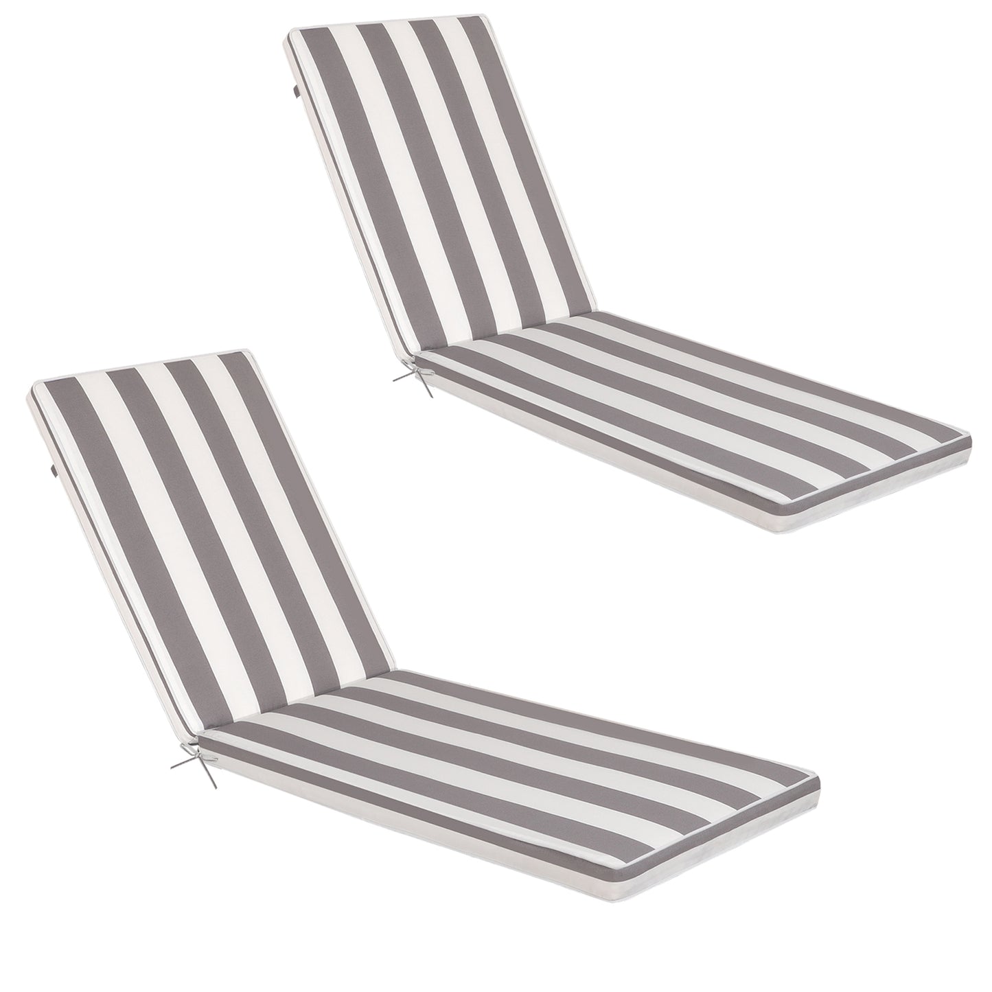 2PCS Set Outdoor Lounge Chair Cushion Replacement Patio Funiture Seat Cushion Chaise Lounge Cushion-Grey/white - W419P194534