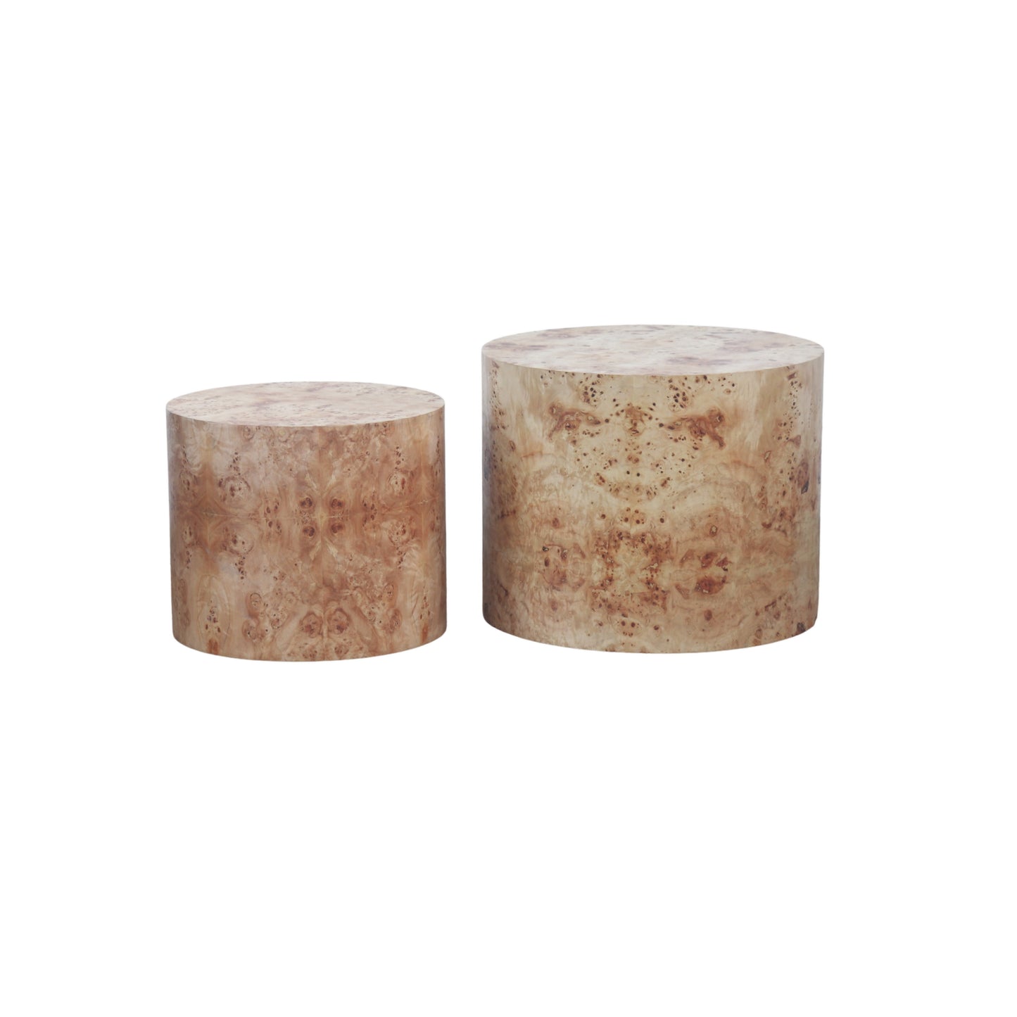 Nesting Coffee Table Set of 2, Modern Round Coffee Table, Wooden Circle Accent Tables for Small Spaces Living Room Bedro