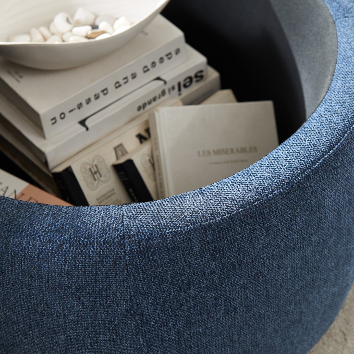 Round Storage Ottoman — Reversible Wood Lid