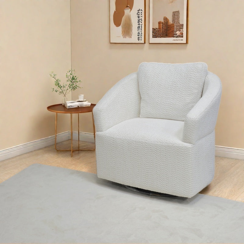 Modern 360 Degree Swivel Sofa Chair, Round Armchairs with High Backrest and Upholstered, Beige Velvet Accent Chair for Living Room,Bedroom, Office, Small Spaces - W1183P254690