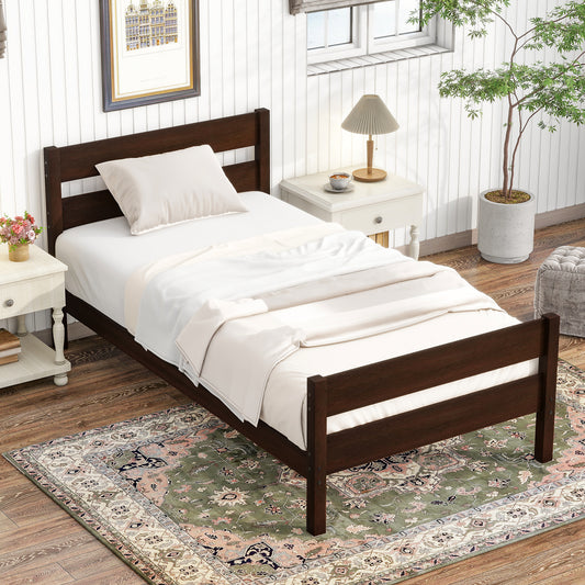 Twin Bed with Headboard and Footboard,Espresso - W504P262994