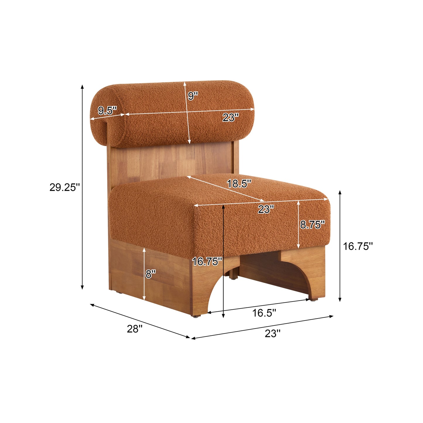 [Set of 2] Modern Boucle Lounge Chair with Solid Wood Frame and Rolled Backrest, Soft and Durable Boucle Upholstery, Ide