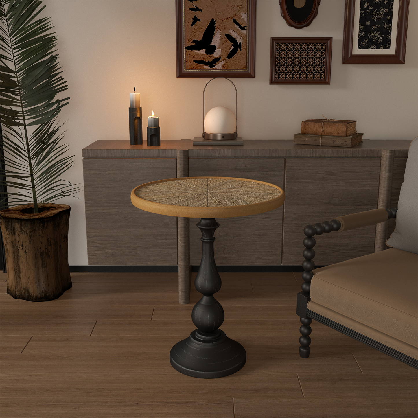 Wooden End Tables Retro Side Table French Country Accent Coffee Side Table Modern Small Round Tea Table Pedestal Side End Table for Living Room Household Restaurant Homestay - W808P232205