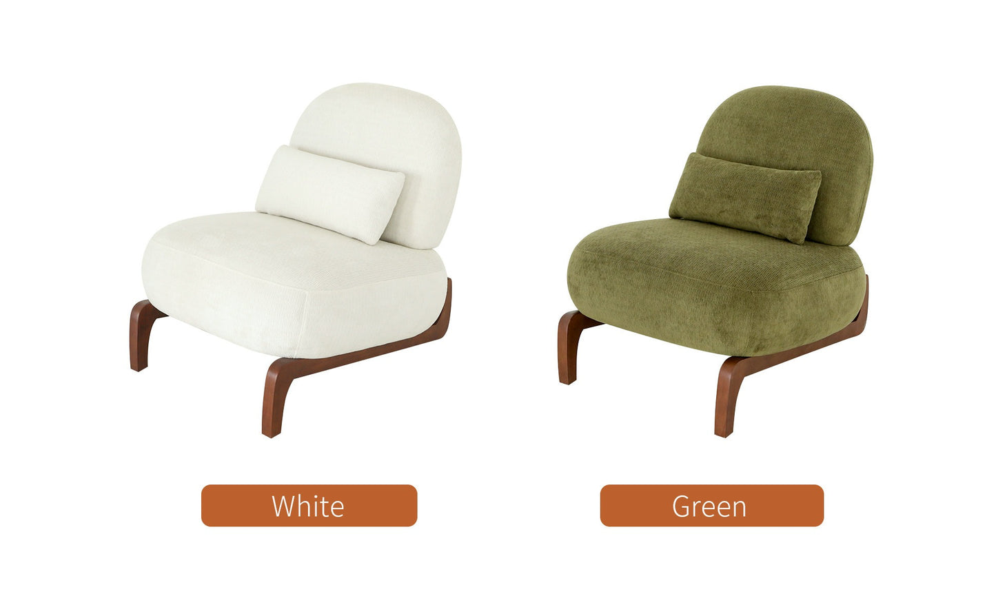 Pebble Boucle Accent Chair — Curved Walnut Base