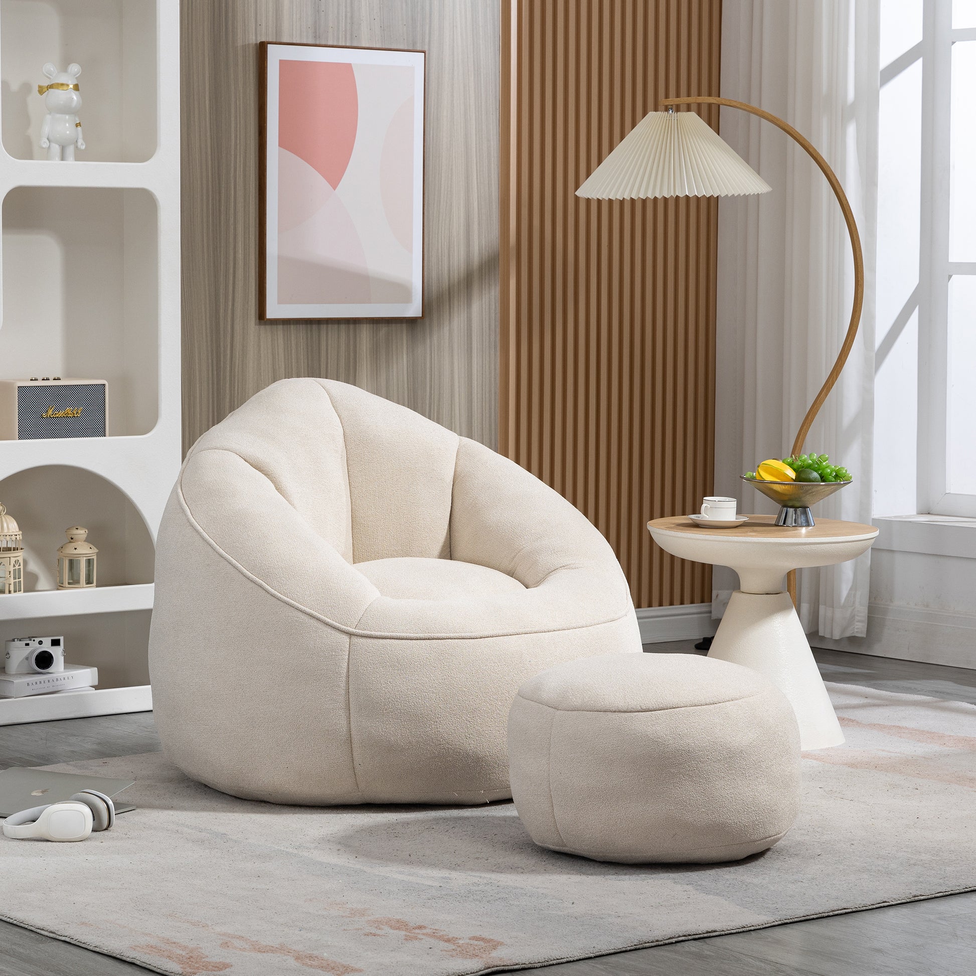 Bedding Bean Bag Sofa Chair High Pressure Foam Bean Bag Chair Adult Material with Padded Foam Padding Compressed Bean Bag With Footrest - W1996132705