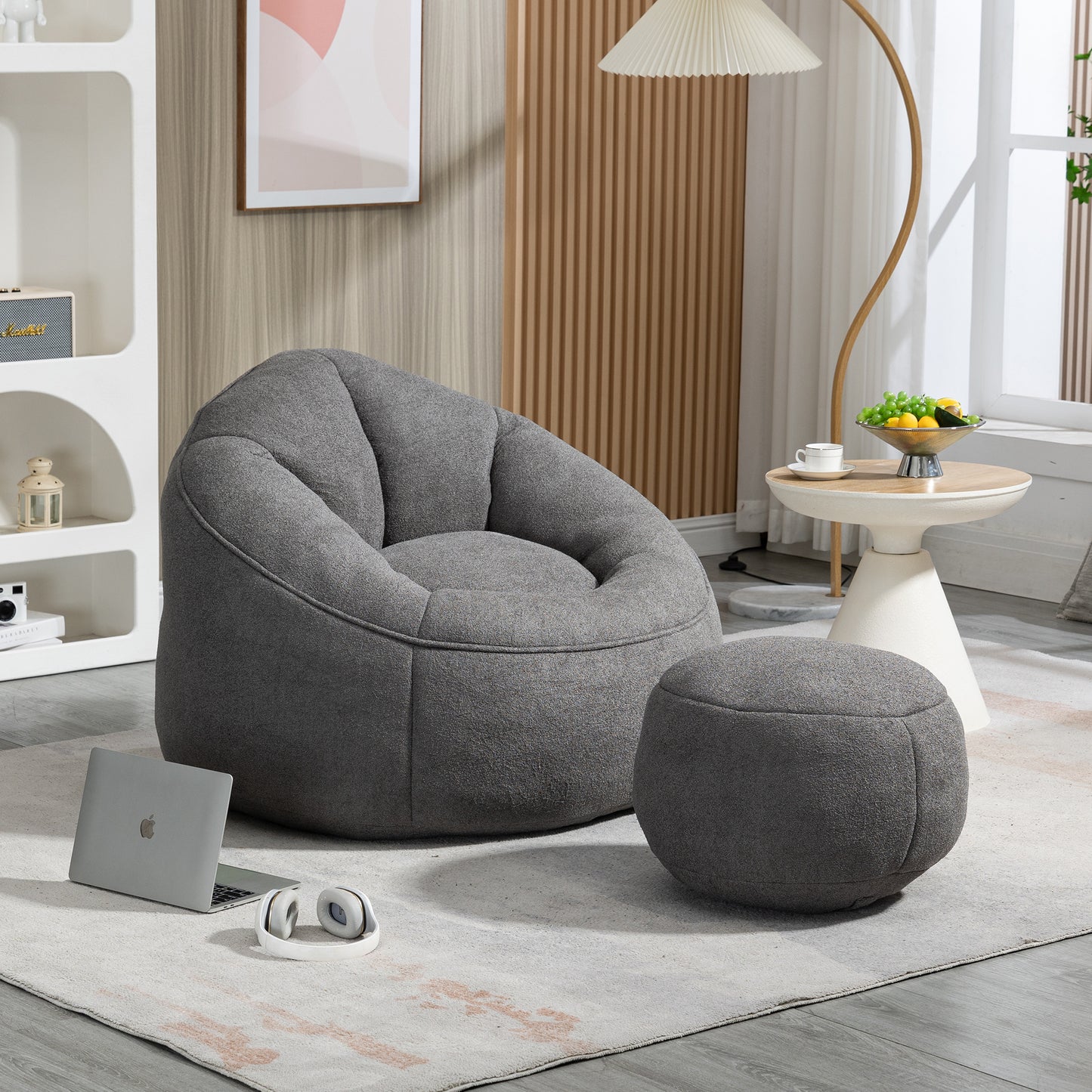 Bedding Bean Bag Sofa Chair High Pressure Foam Bean Bag Chair Adult Material with Padded Foam Padding Compressed Bean Bag With Footrest - W1996131225