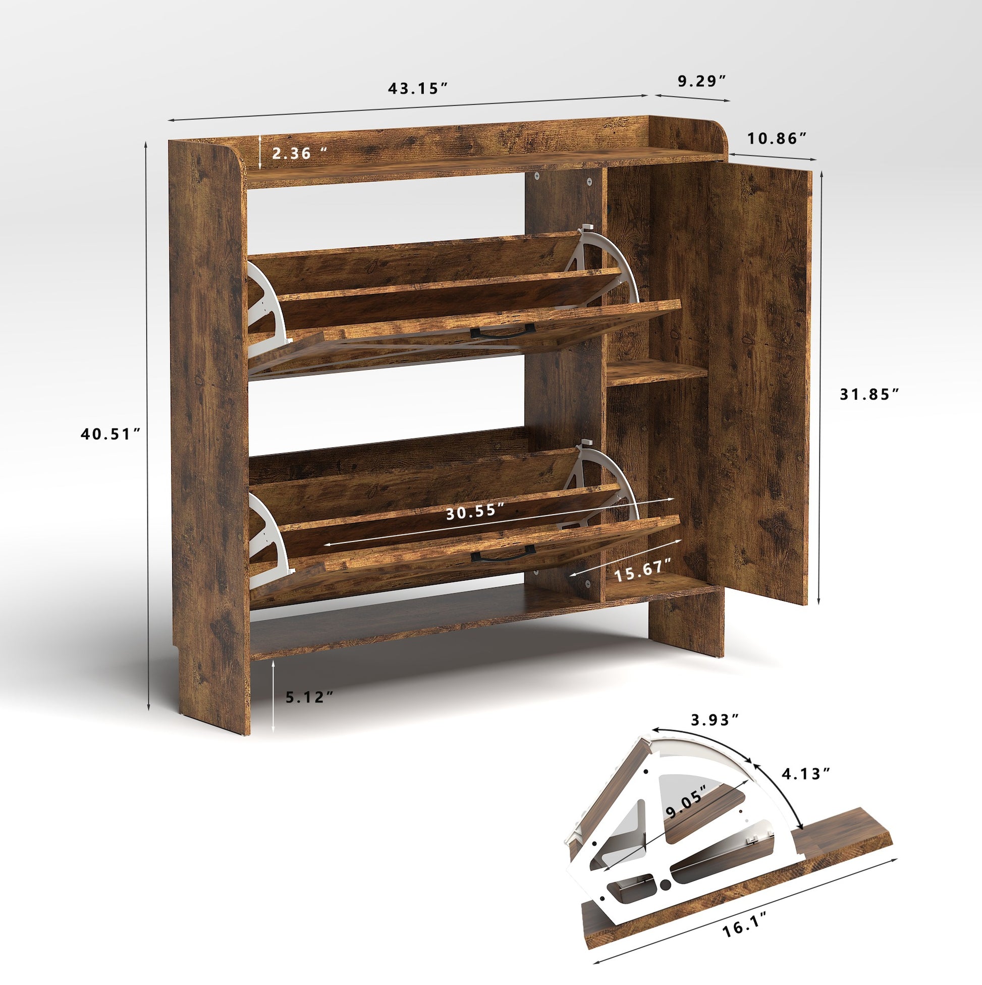 Shoe Storage Cabinet with 2 Flip Drawers, Freestanding Organizer with Metal Legs for Entryway, Narrow Shoe Rack Cabinet,