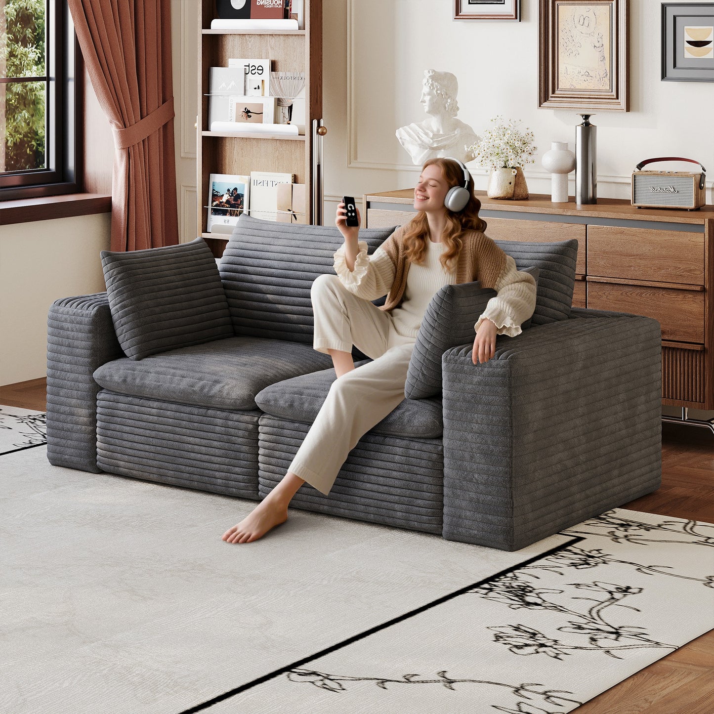 71" Cloud Sofa — Deep-Seat Channel Corduroy