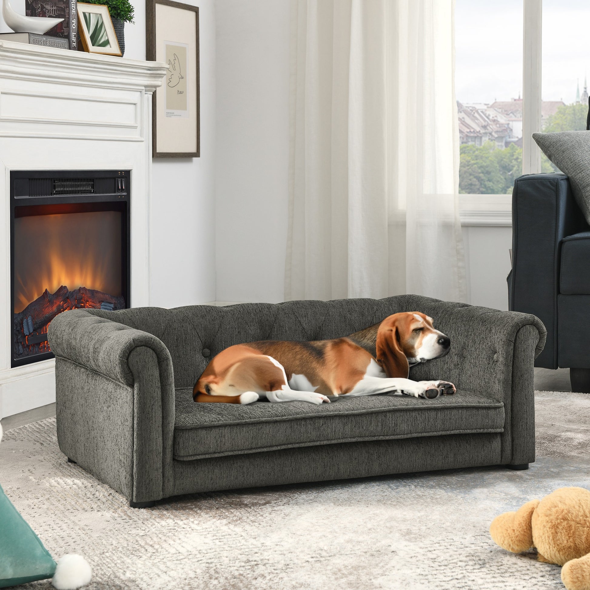 Elegant Rectangle Pet Bed for Small and Medium  Dogs, Durable Elevated Dog Sofa Bed, Comfortable Dog Couch, Modern and S