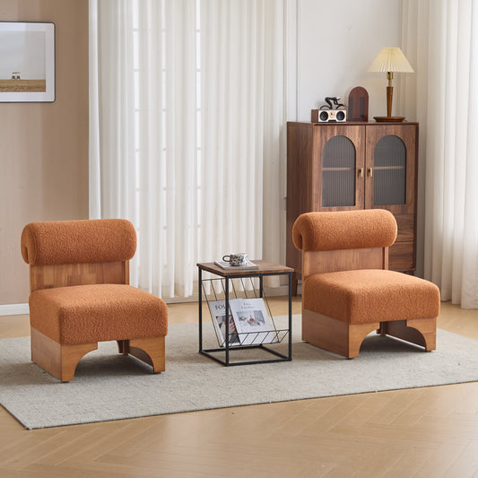 [Set of 2] Modern Boucle Lounge Chair with Solid Wood Frame and Rolled Backrest, Soft and Durable Boucle Upholstery, Ideal for Living Room, Bedroom, or Office - N767P256409D_2