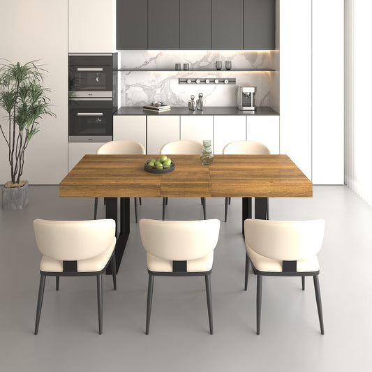 Rectangle extendable dining table for 6-10 people aged effect wood and black 160-200 cm - W1347S00011