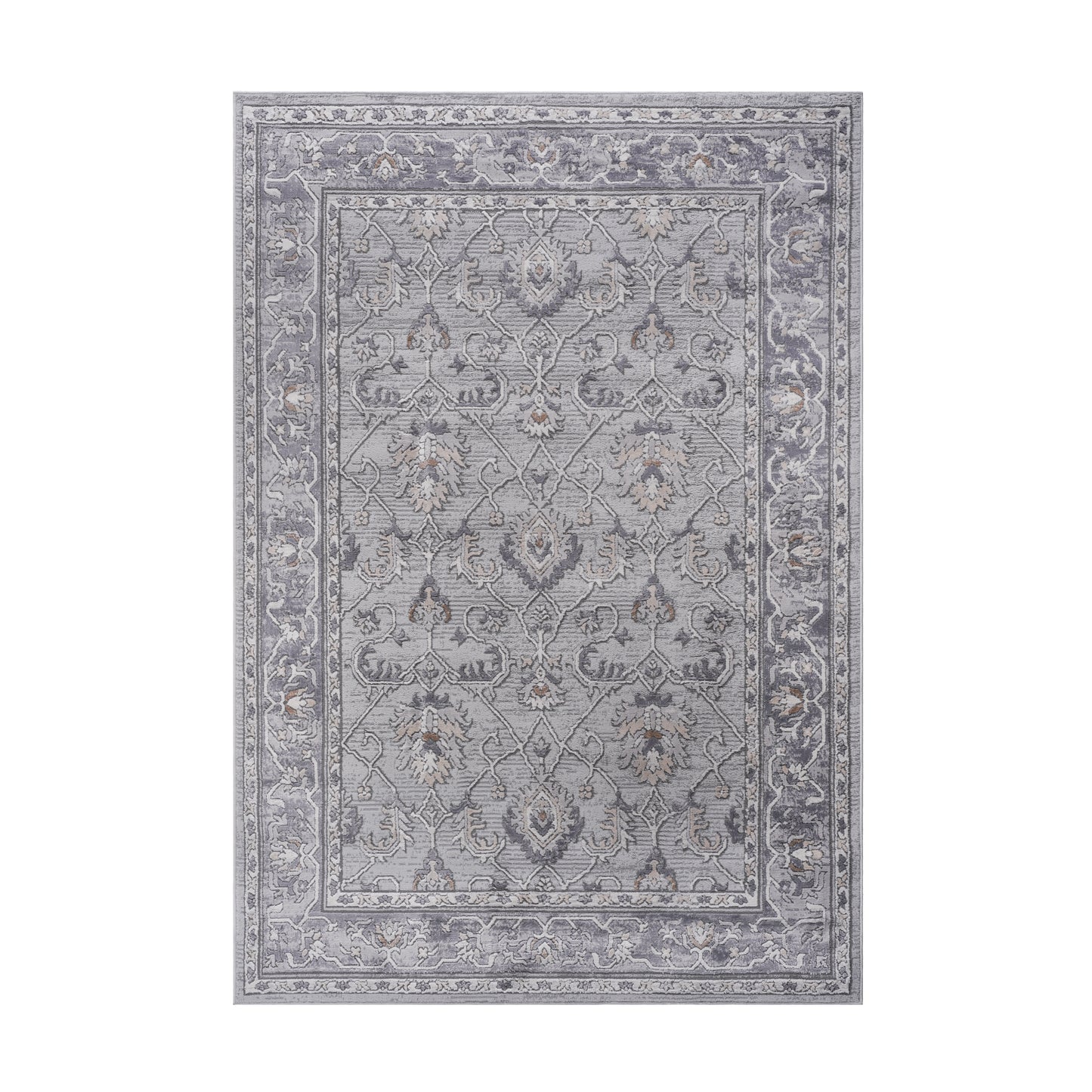 LOOM & LUXE Collection 5X7 Ivory/Grey/Oriental Non-Shedding Living Room Bedroom Dining Home Office Stylish and Stain Res