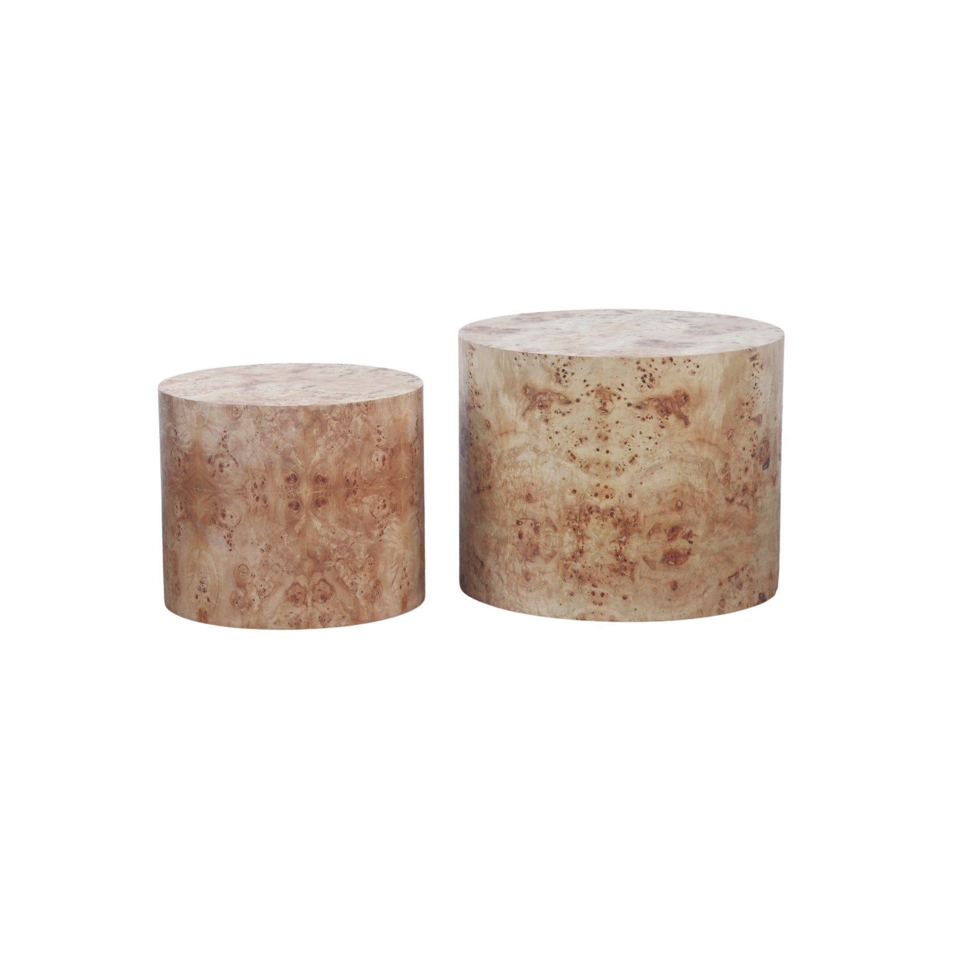 Nesting Coffee Table Set of 2, Modern Round Coffee Table, Wooden Circle Accent Tables for Small Spaces Living Room Bedro