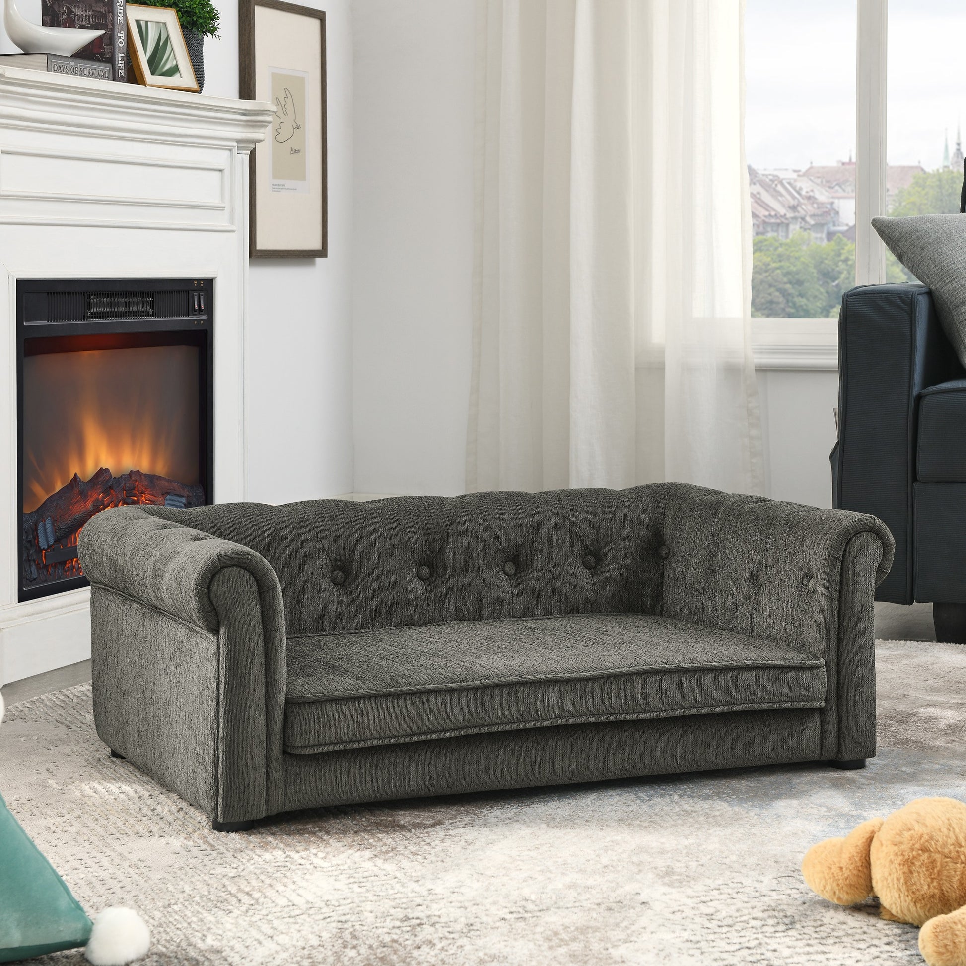 Elegant Rectangle Pet Bed for Small and Medium  Dogs, Durable Elevated Dog Sofa Bed, Comfortable Dog Couch, Modern and S