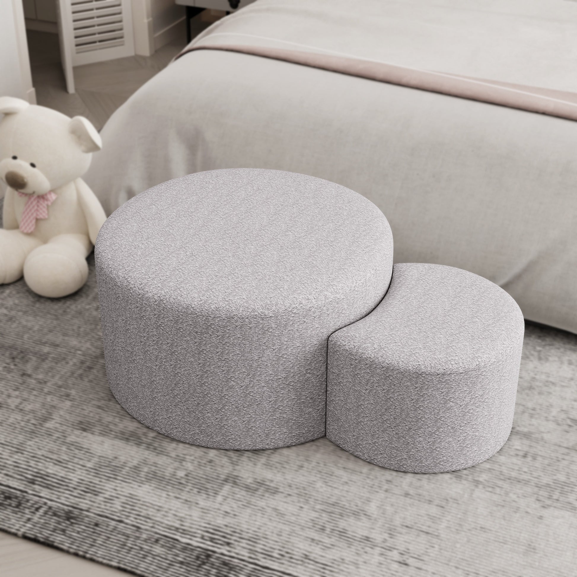 Upholstered Nesting Coffee Tables (Set of 2), Side Table, Footrest, Ottoman & Seat for Living Room Bedroom Entryway Offi