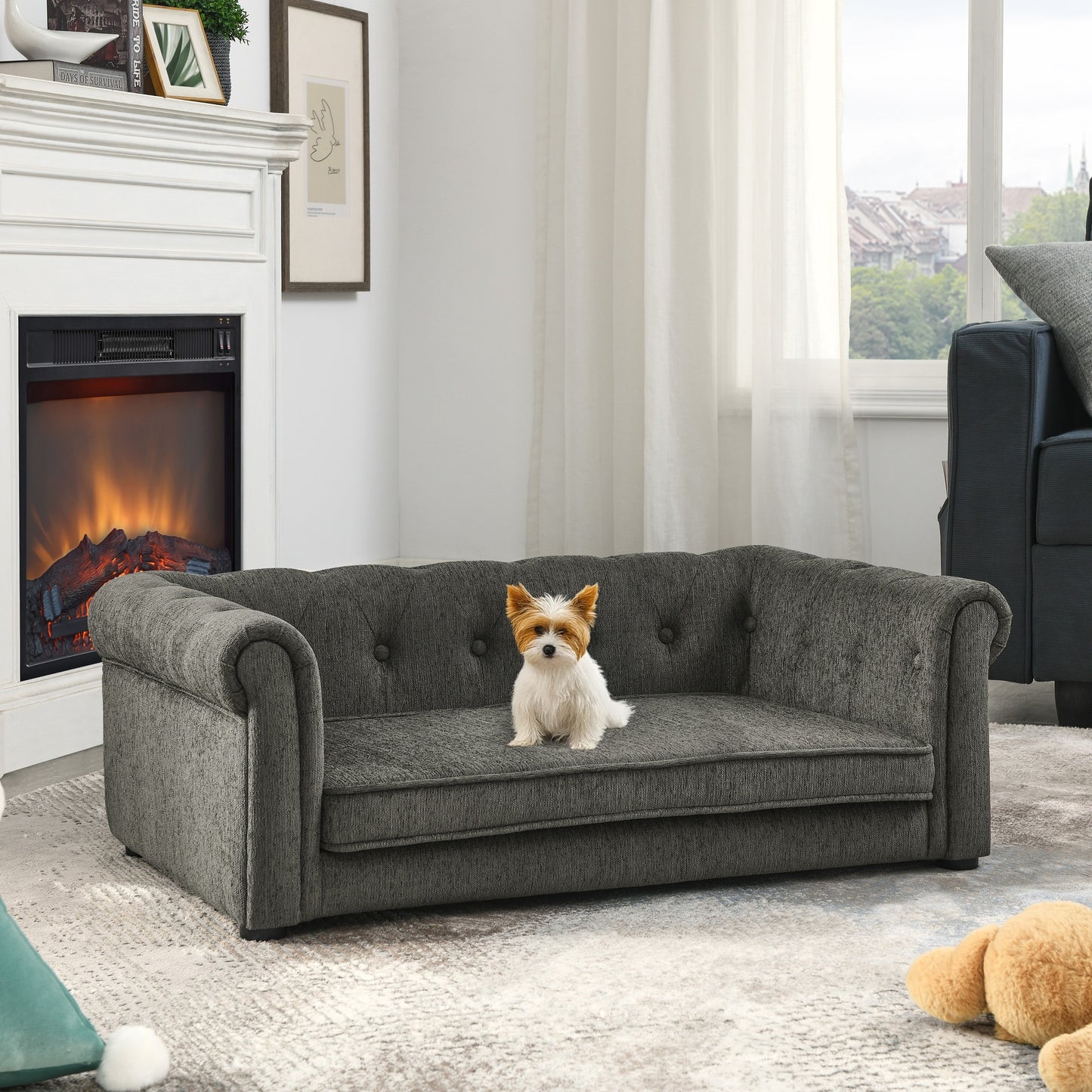 Elegant Rectangle Pet Bed for Small and Medium  Dogs, Durable Elevated Dog Sofa Bed, Comfortable Dog Couch, Modern and S