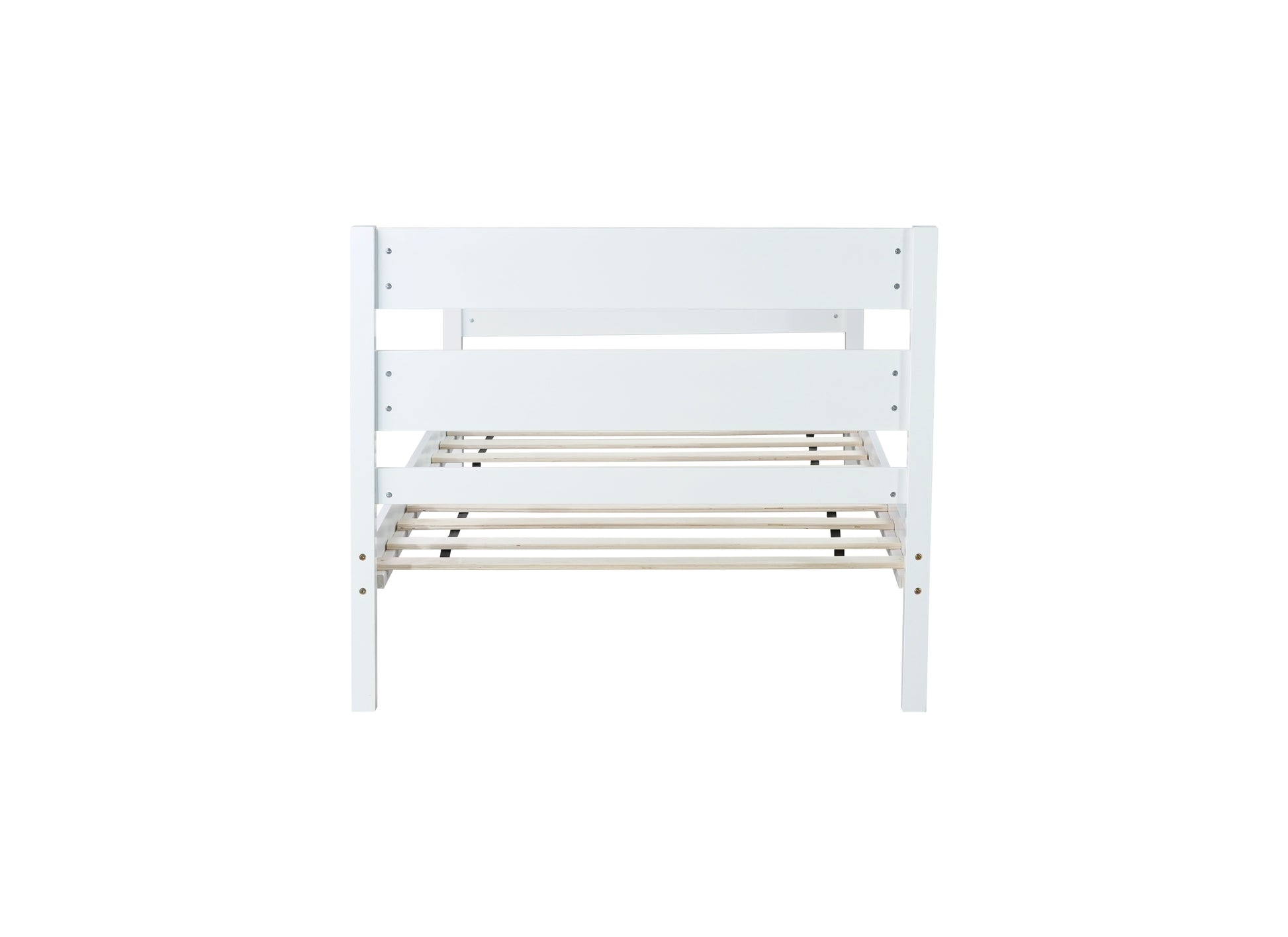 Twin Bed with Headboard and Footboard,Rubber Wood Bed,White