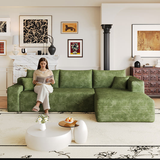 103" Cloud Sectional Sofa — Modular Corduroy, Olive